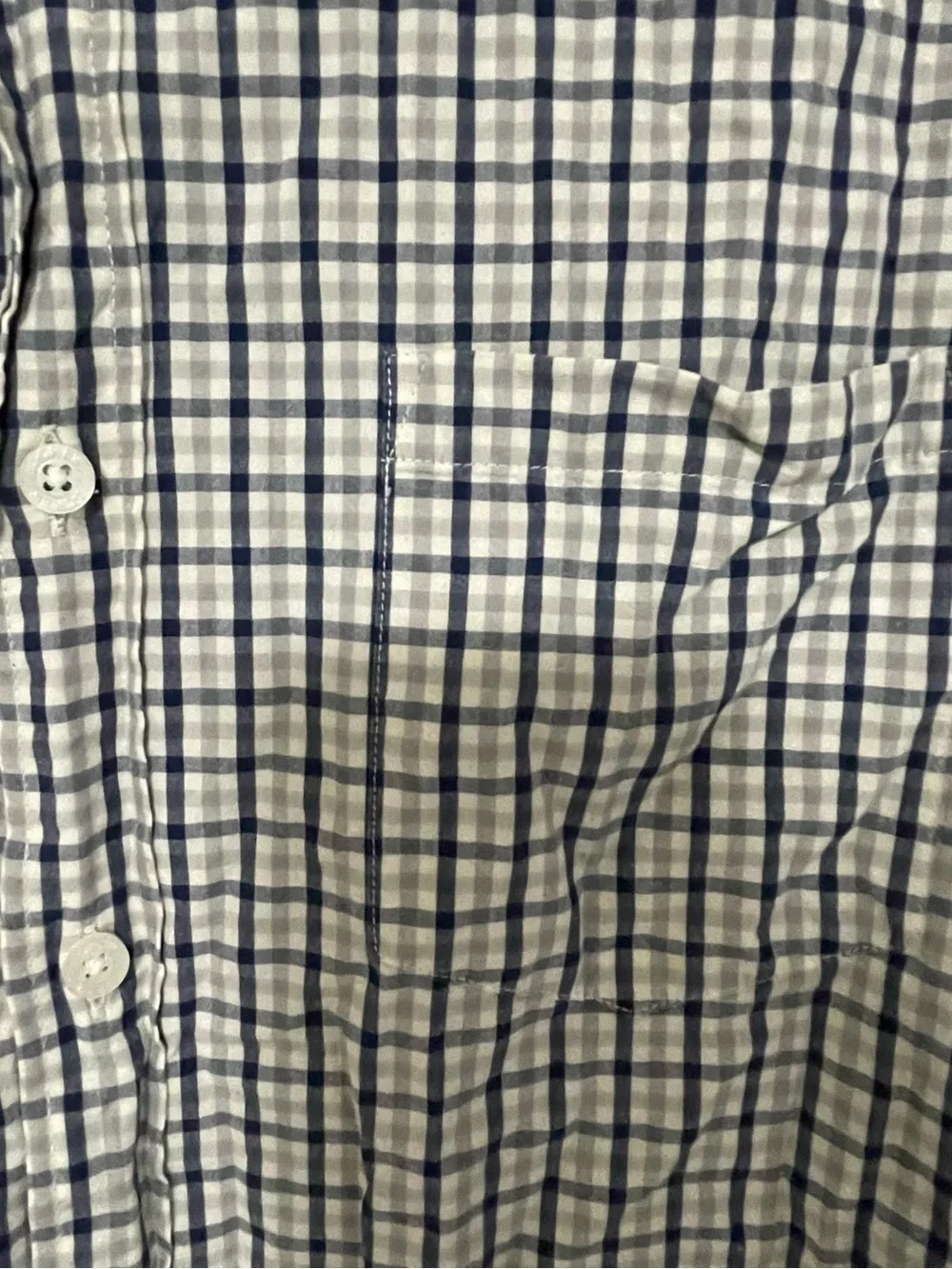 J. Crew Men’s White and Navy Grid Button-Down Shirt